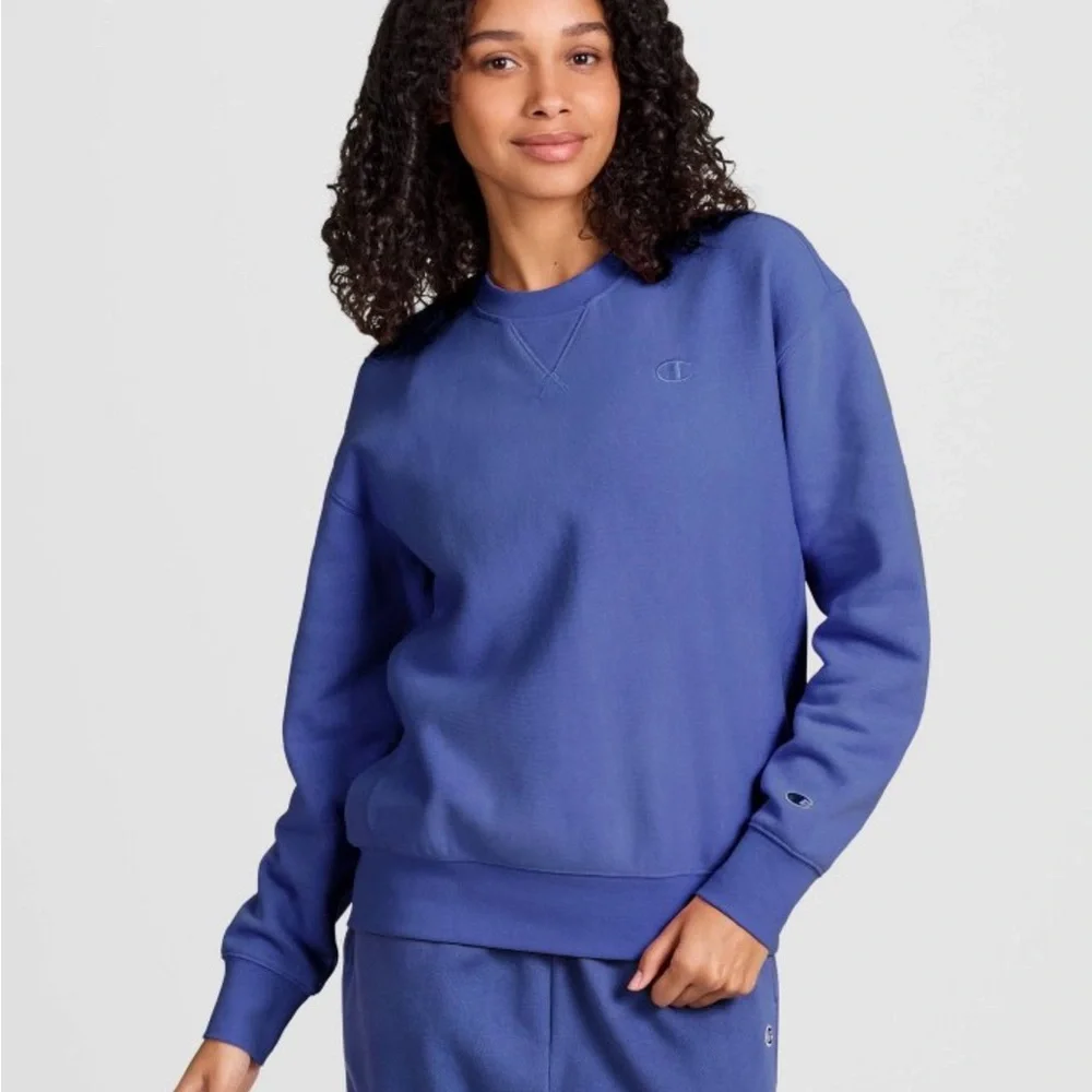 Champion Light Blue Crewneck Women's Fleece Pullover Sweatshirt Small - Picture 1 of 7